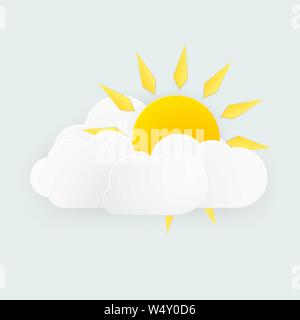 The sun and cloud weather over white background. Stock Vector