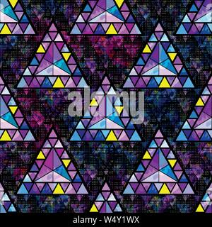 bright colored polygons on a dark background geometric seamless pattern vector illustration Stock Vector