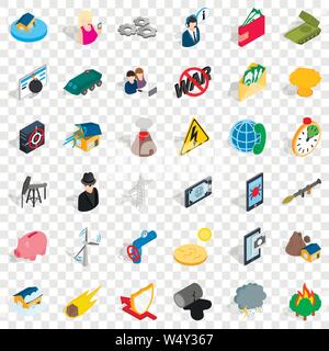 Disaster icons set, isometric style Stock Vector
