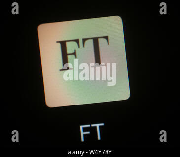 The Financial Times newspaper application icon on computer display. Stock Photo