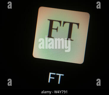 The Financial Times newspaper application icon on computer display. Stock Photo