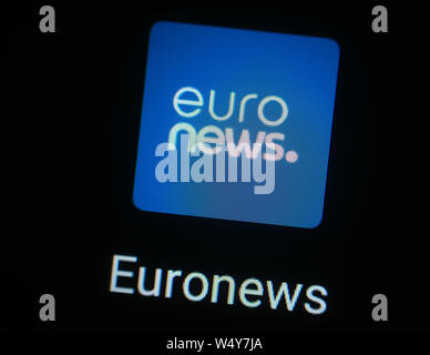 Euronews application icon on computer display Stock Photo