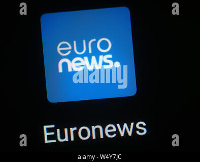 Euronews application icon on computer display Stock Photo