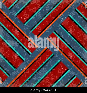 red polygons on a blue background vector illustration grunge effect Stock Vector