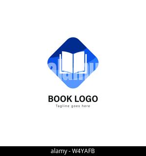 Book logo template design. Book logo with modern frame isolated on white background Stock Vector