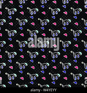 abstract colored geometric objects on a dark background seamless pattern Stock Vector