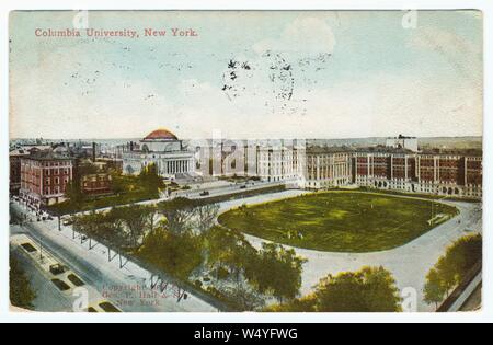 Illustrated postcard of the Columbia University in New York City, published by Success Postal Card Co, 1910. From the New York Public Library. () Stock Photo