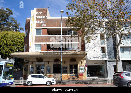 Australian pub, the Rose Shamrock and thistle public house on oxford street in Paddington,Sydney,Australia Stock Photo