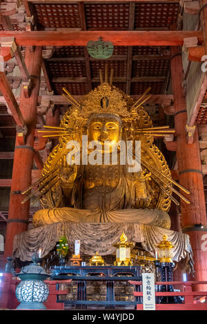 Nara, Japan - October 29 2018: Nyoirin Kannon - Chinese Goddess situated inside the main worship hall called Daibutsu-den in Todaiji Temple Stock Photo