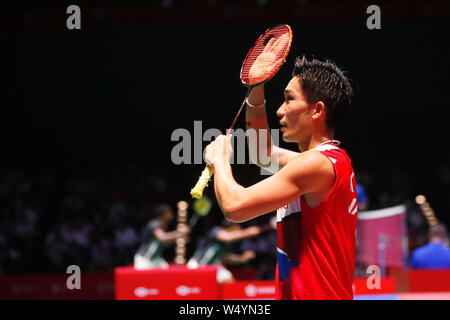 Tokyo, Japan. 23rd July, 2019. Kento Momota (JPN) Badminton : Daihatsu Yonex Japan Open 2019 men's Singles at Musashino Forest Sport Plaza in Tokyo, Japan . Credit: Sho Tamura/AFLO SPORT/Alamy Live News Stock Photo