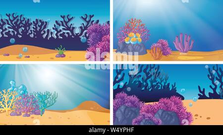 Set of different underwater scenes Stock Vector Image & Art - Alamy