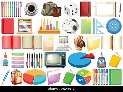 Set of different objects illustration Stock Vector