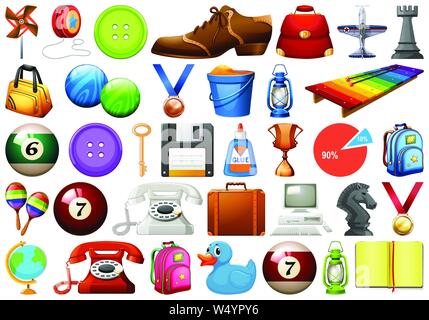 Set of different objects illustration Stock Vector