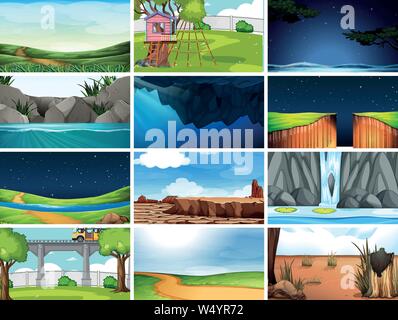 eps10 vector illustration of bridge at night scene with lights Stock ...