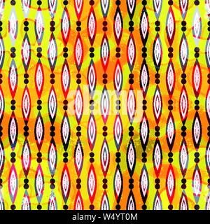 colorful abstract geometric elements on a yellow background seamless pattern vector illustration Stock Vector
