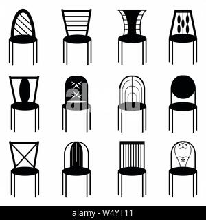 chairs monochrome symbols collection vector illustration Stock Vector