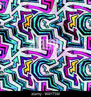 Graffiti bright psychedelic seamless pattern on a black background vector illustration Stock Vector