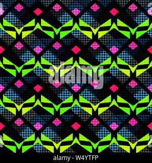 bright psychedelic abstract geometric seamless background Stock Vector