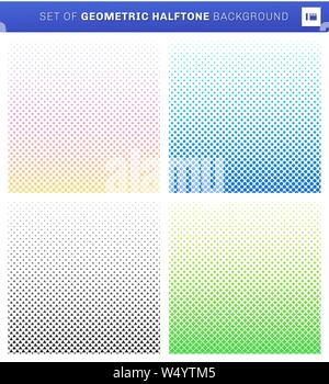 Set of geometric halftone style on white background. Square, circle, hexagon, triangle pattern. You can use for template brochure, banner web, print a Stock Vector