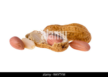 peanuts in shell isolated on white background, closeup Stock Photo