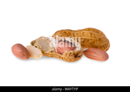 peanuts in shell isolated on white background, closeup Stock Photo