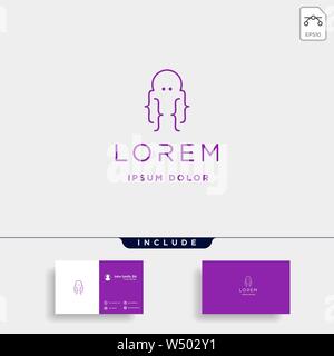 code octopus logo design ocean coding line Stock Vector