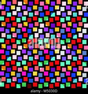 bright colored polygons on a black background seamless pattern Stock Vector