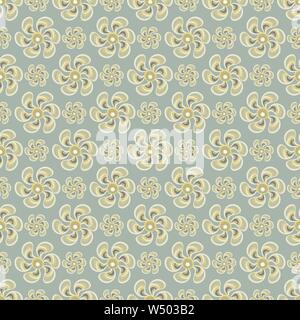 delicate abstract flowers on gray background seamless pattern vector illustration Stock Vector