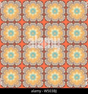 yellow abstract objects on an orange background vector illustration of retro style Stock Vector