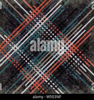 red black blue and gray lines on a dark background vector illustration grunge effect Stock Vector