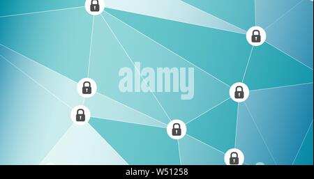 Cyber thief safe, digital world security Stock Vector