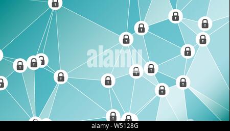 Graphic padlock abstract connections shapes Stock Vector
