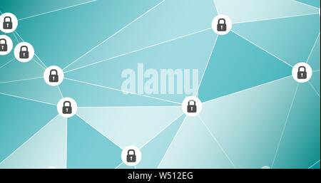 Digital locks background, cyber attack protection Stock Vector