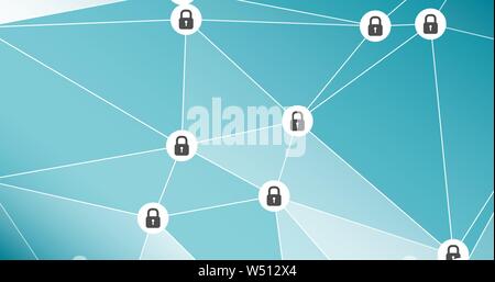Science abstract security, locked padlocks connected Stock Vector