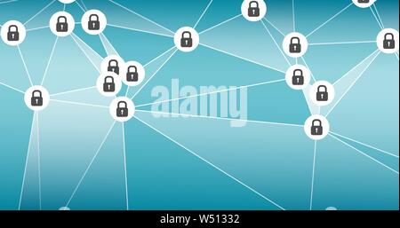 Triangles shapes connection, cyber security Stock Vector