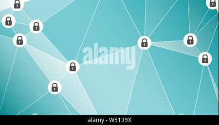 Geometric background connected lines, cyber security concept Stock Vector