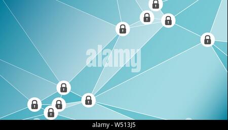 Polygonal abstract shape and locked padlocks Stock Vector