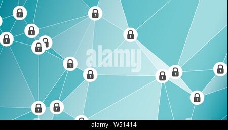 Digital transformation security, connected abstract shapes Stock Vector