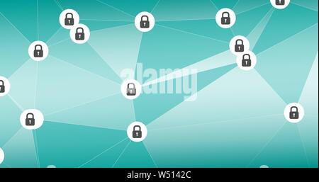 Connected padlocks and abstract shapes Stock Vector