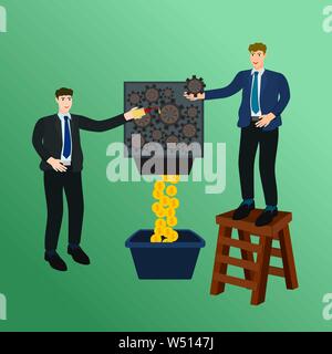 Businessman success management and repair money gear machine , teamwork concept Stock Vector