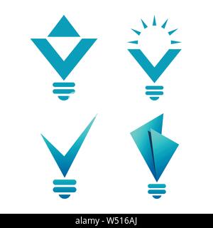 Diamond shaped bulb symbols on white background. Idea icon design. Stock Vector