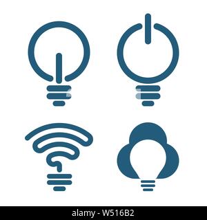 Bulb symbols with information technology themes. Bulb icons design. Stock Vector