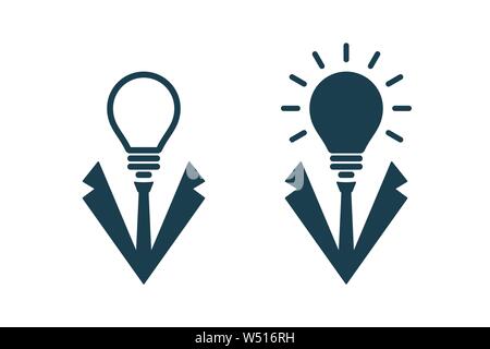 Isolated bulb shaped businessman head symbols. Great idea icons. Stock Vector