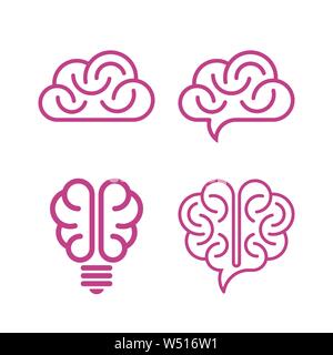 Brain symbols on white background. Creative idea icons. Stock Vector