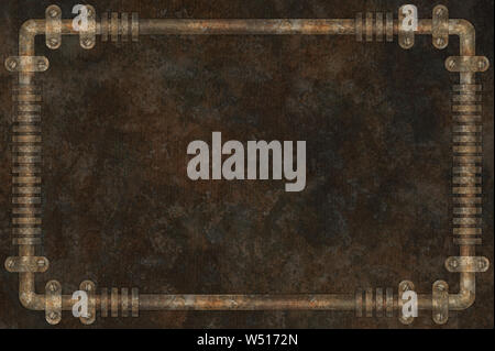 Dark and rusty pipes on the wall abstract industrial steampunk ...