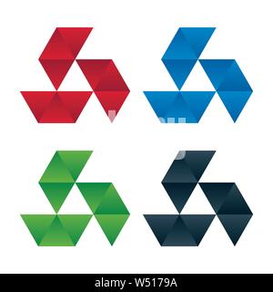 Triangle symbols with gradient patterns on white background. Vision icon design. Stock Vector