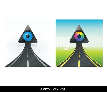 Eyeballs on rising arrows. Vision and improvement vector icons. Stock Vector