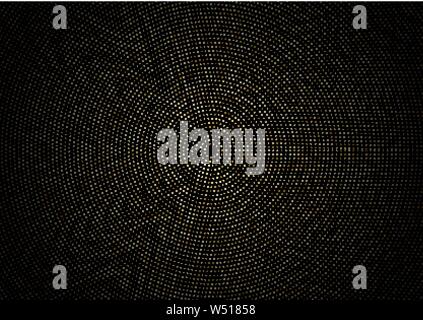 Gold glitter texture on a black background halftone style. Abstract circle retro pattern. Golden explosion of confetti digitally generated. Vector ill Stock Vector