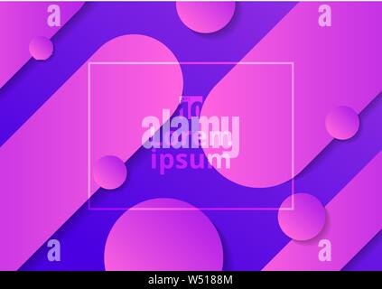 Abstract rounded shapes pink color bold lines transition diagonal on purple background. Vector illustration Stock Vector