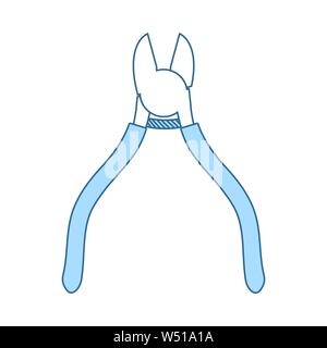 Side Cutters Icon. Thin Line With Blue Fill Design. Vector Illustration. Stock Vector